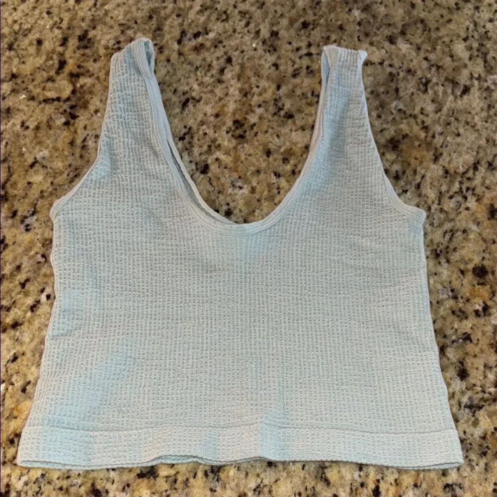 Light Blue Waffle 🧇 Knit Tank Top